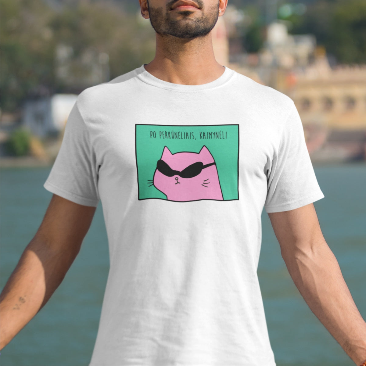 Balti UNISEX marškinėliai "Po perkūnėliais"