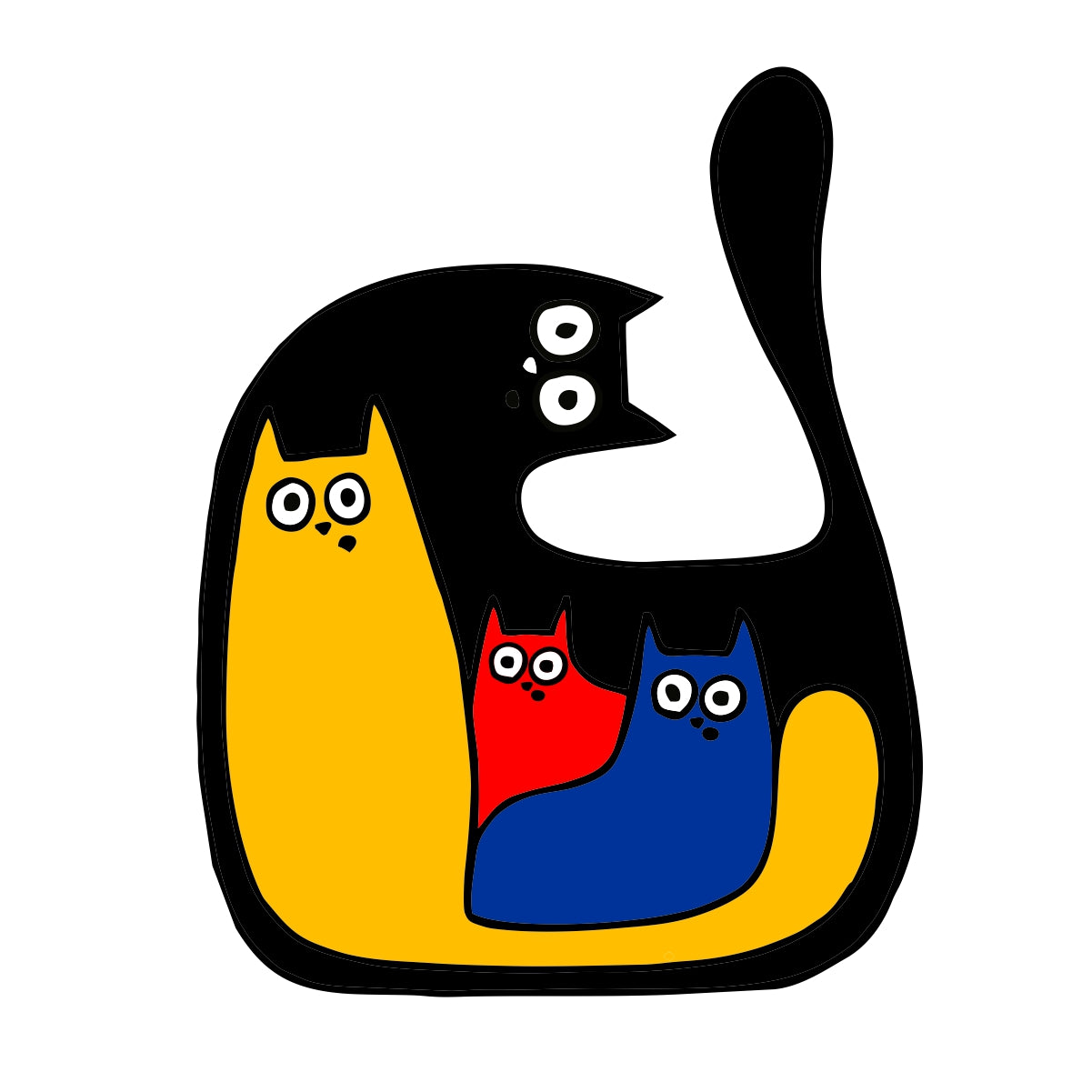 Baltas UNISEX džemperis be gobtuvo "Nustebę katinukai"