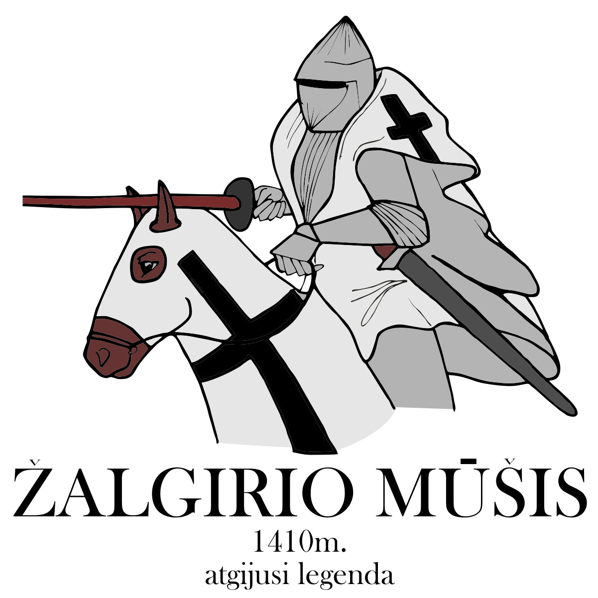 Baltas džemperis be gobtuvo "Žalgirio mūšis"
