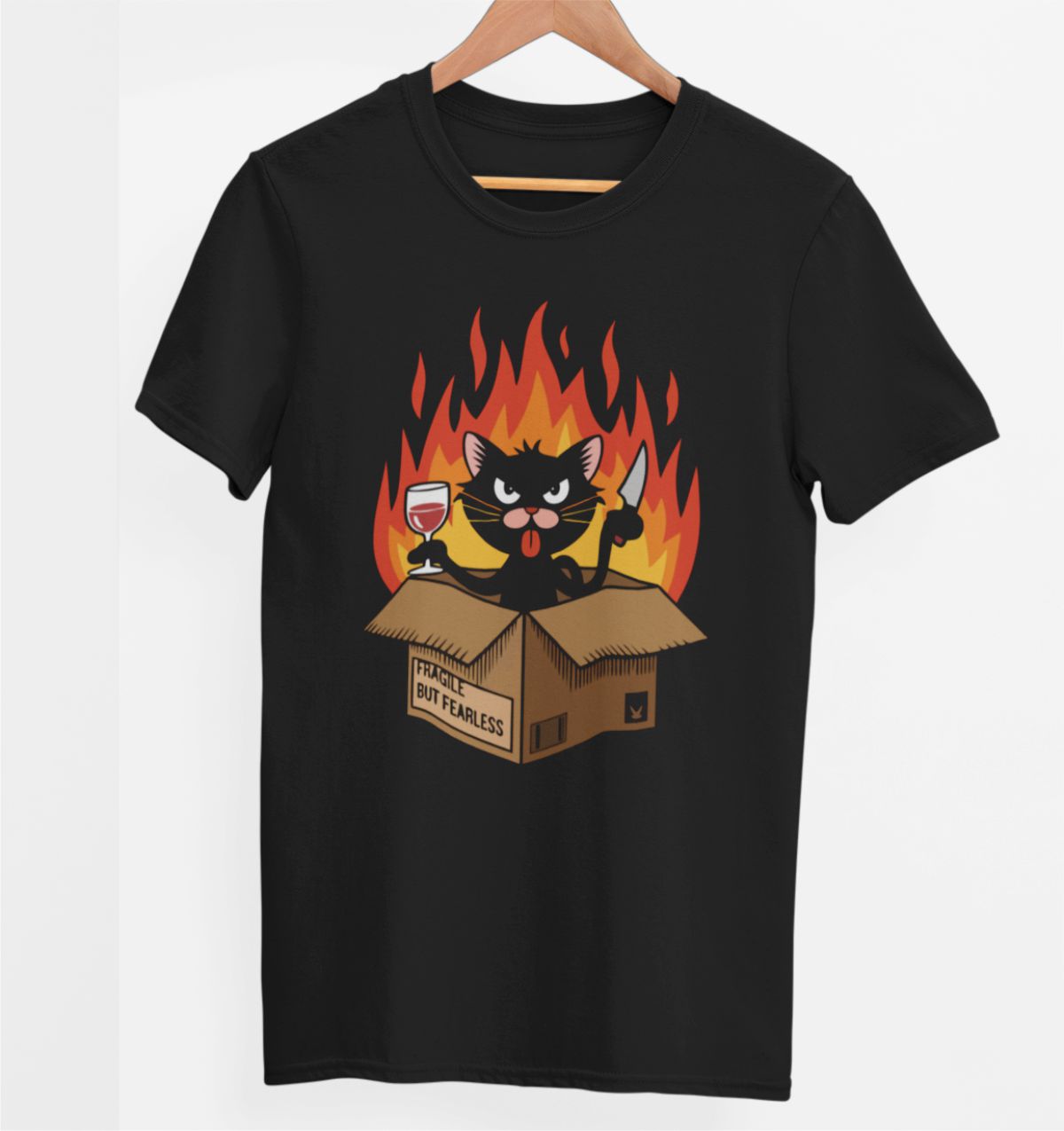 Juodi UNISEX marškinėliai "Fragile"
