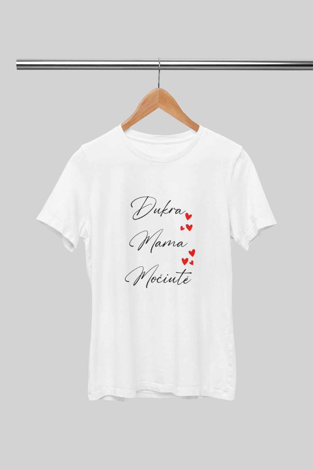 Balti UNISEX marškinėliai "Dukra Mama Močiutė"