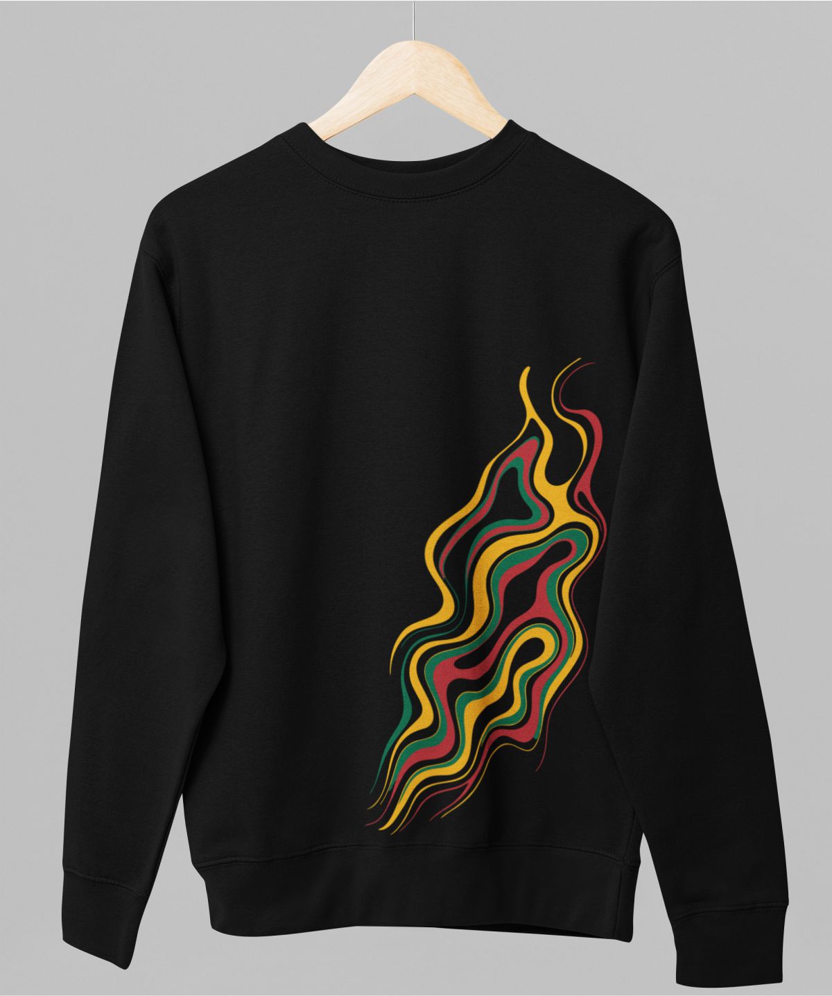 Juodas džemperis be gobtuvo "Lietuvos ugnis"