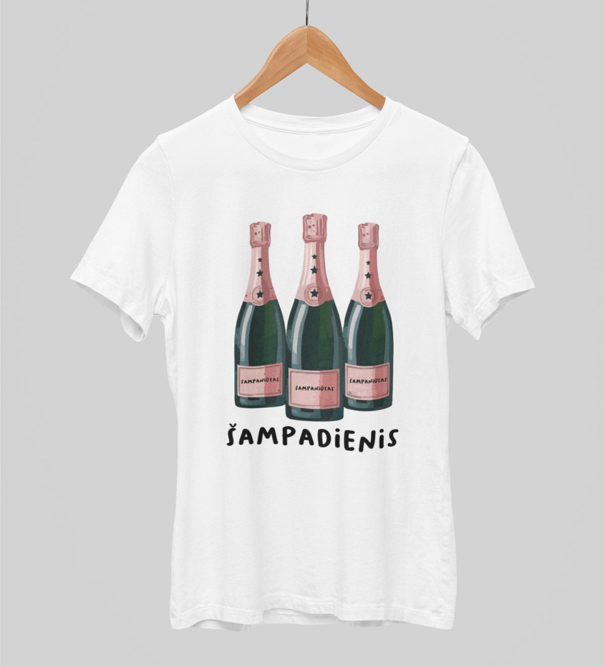 Balti  UNISEX marškinėliai "Šampadienis"