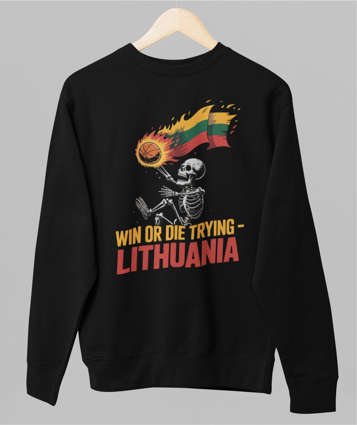 Juodas džemperis be gobtuvo "Win or die"