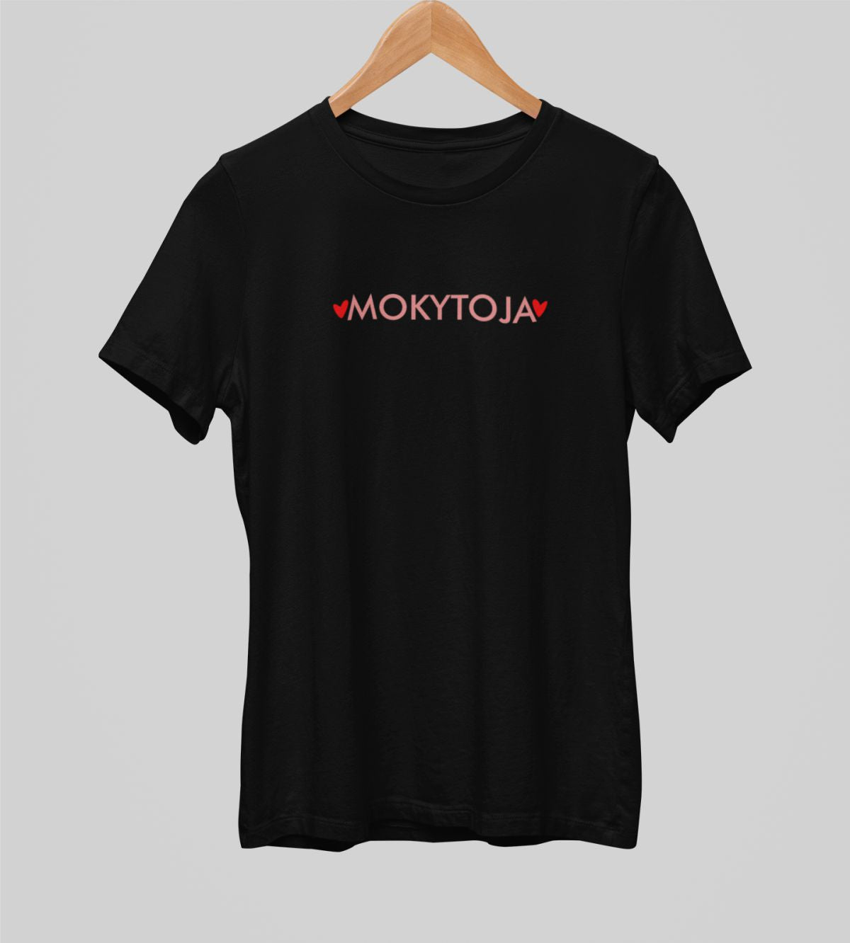Juodi UNISEX marškinėliai "Mokytoja su širdelėmis"
