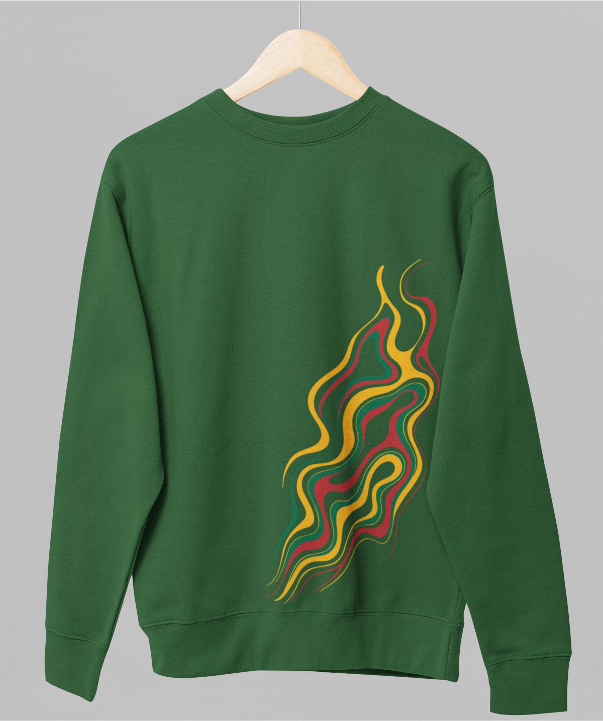 Tamsiai žalias džemperis be gobtuvo "Lietuvos ugnis"