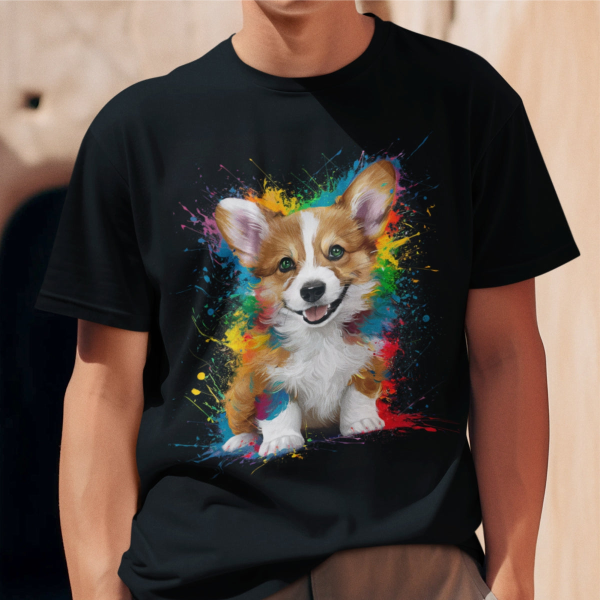 Juodi UNISEX marškinėliai "Korgiukas" Pagaminta prekė (XS dydis)