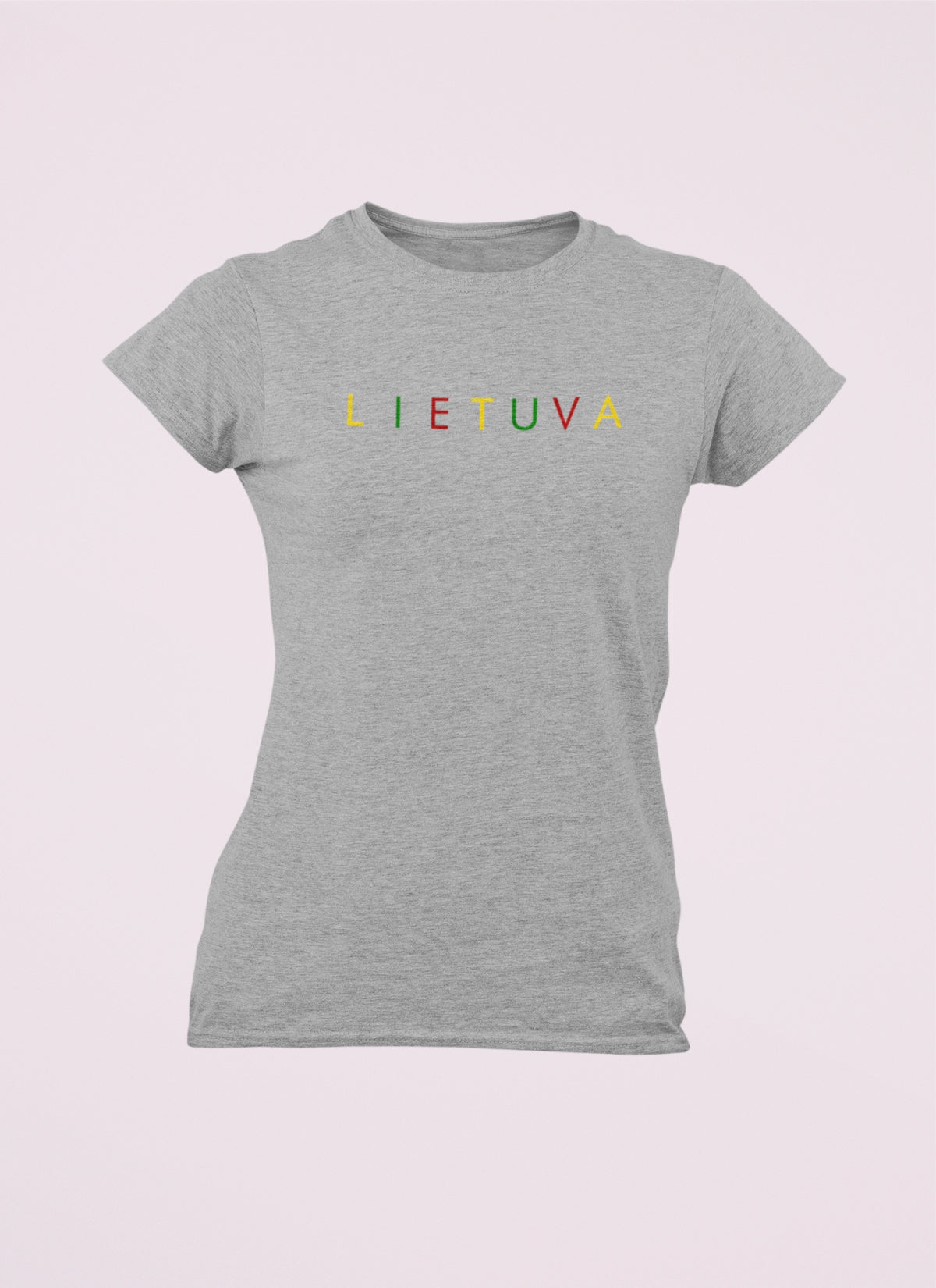 Pilki moteriški marškinėliai "Spalvota Lietuva"(S dydis) JUODOJO PENKTADIENIO pasiūlymas!