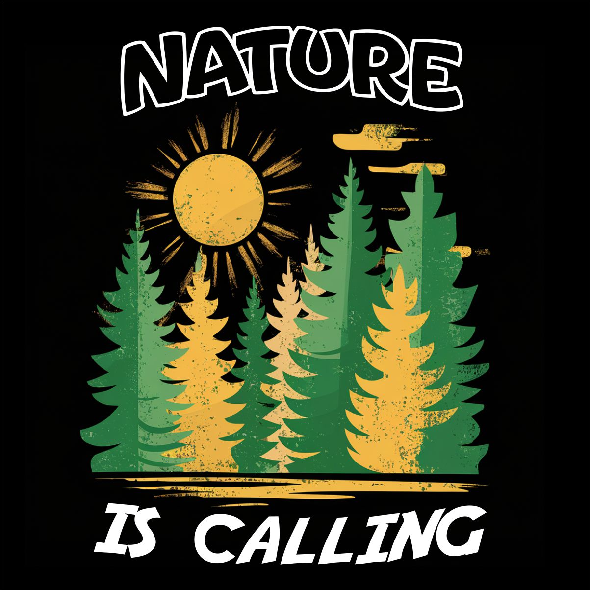 Juodi UNISEX marškinėliai "Nature is calling"