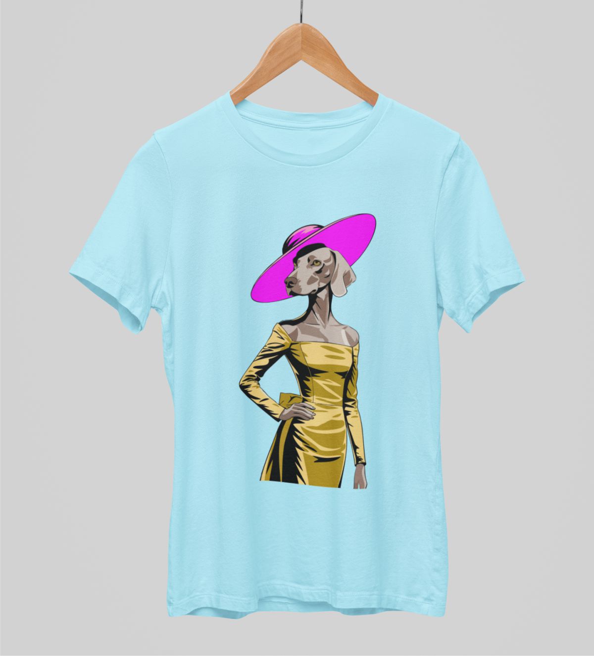 Melsvi unisex marškinėliai "Gražioji dama"