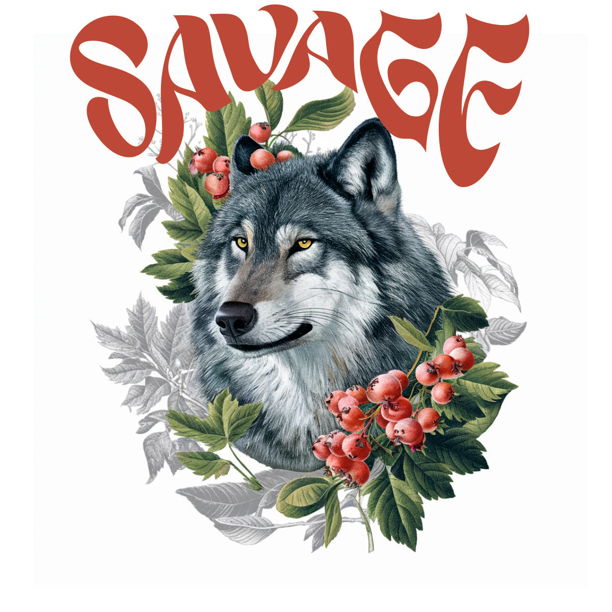 Balti marškinėliai su spauda ant nugaros  "Savage"