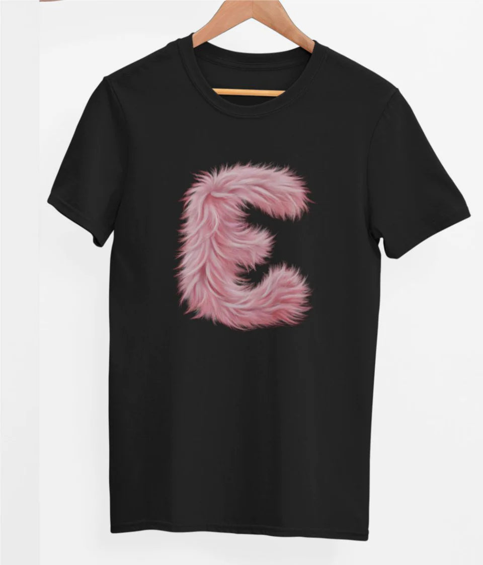 Juodi UNISEX marškinėliai "E raidė" (L dydis). Pagaminta prekė. Greitas išsiuntimas!