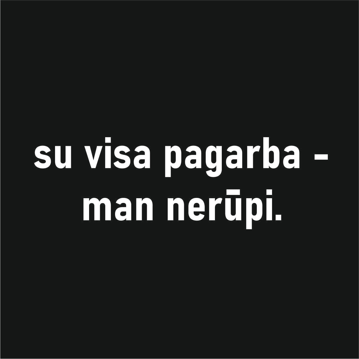 Juodas džemperis be gobtuvo "Su visa pagarba"