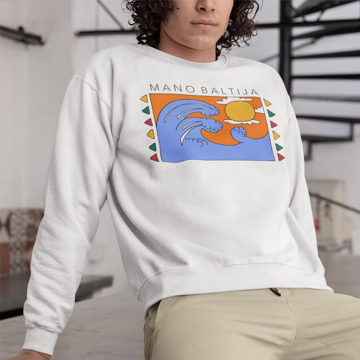Baltas UNISEX džemperis be gobtuvo "Mano Baltija"