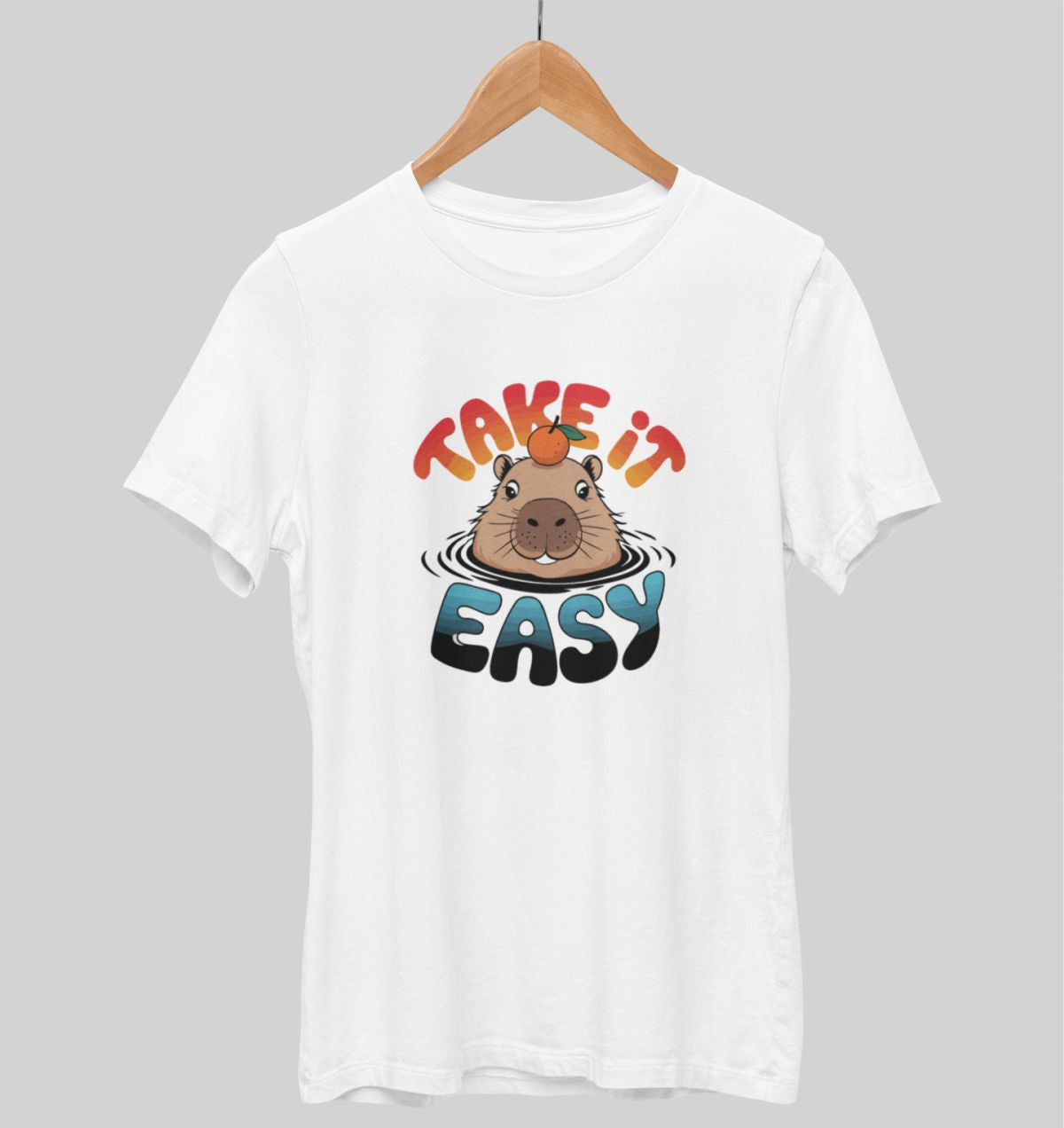 Balti UNISEX marškinėliai "Take it easy"