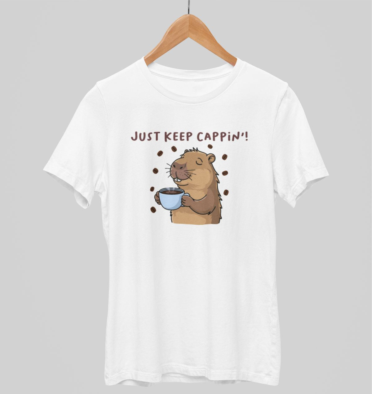 Balti UNISEX marškinėliai "Just keep cappin'"