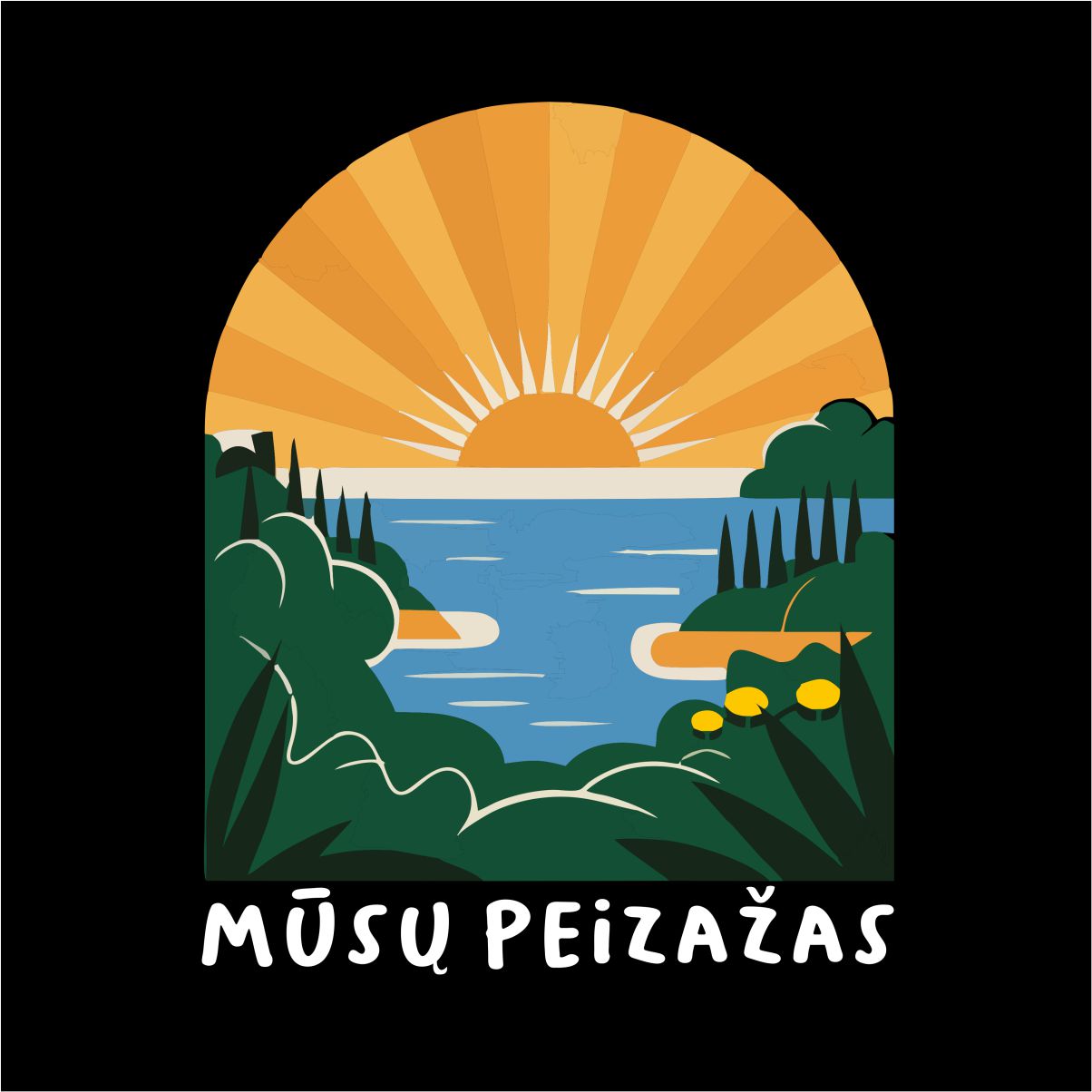 Juodas UNISEX džemperis be kapišono "Mūsų peizažas"