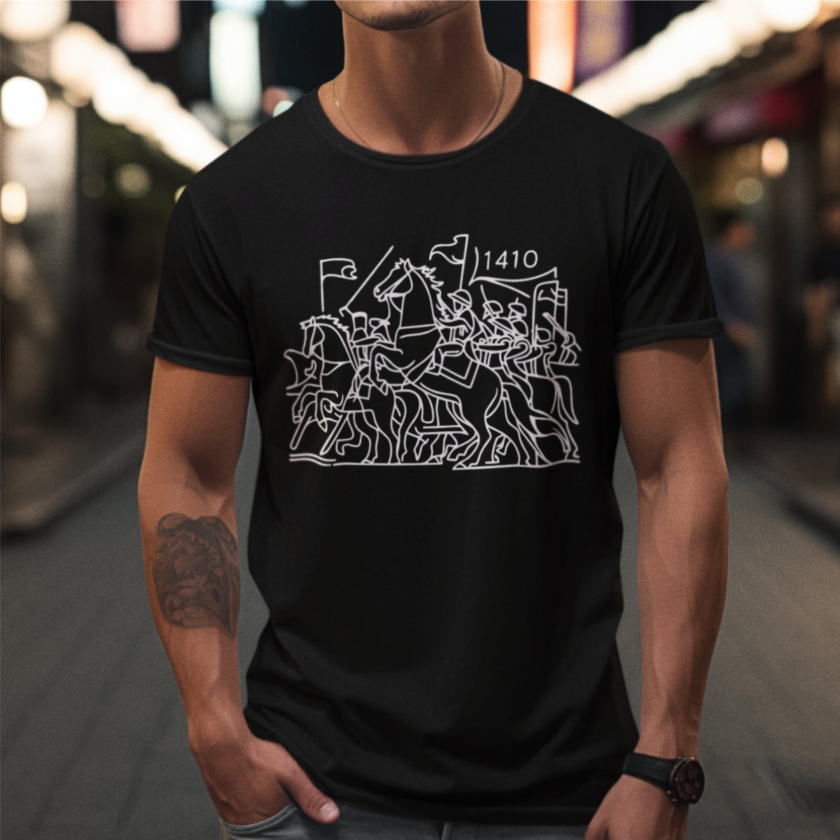 Juodi unisex marškinėliai "Ataka"