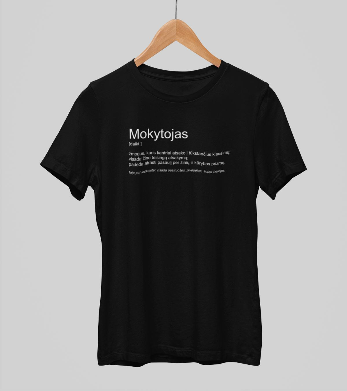 Juodi UNISEX marškinėliai "Mokytojas"