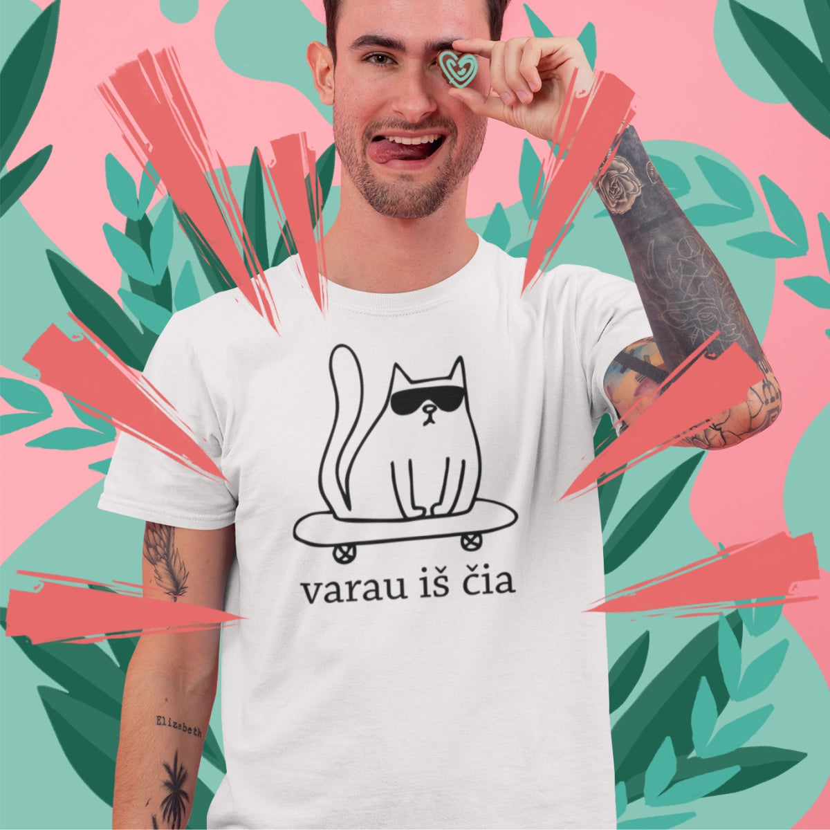 Balti UNISEX marškinėliai "Varau iš čia"