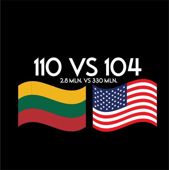 Juodi UNISEX marškinėliai "LT vs JAV"