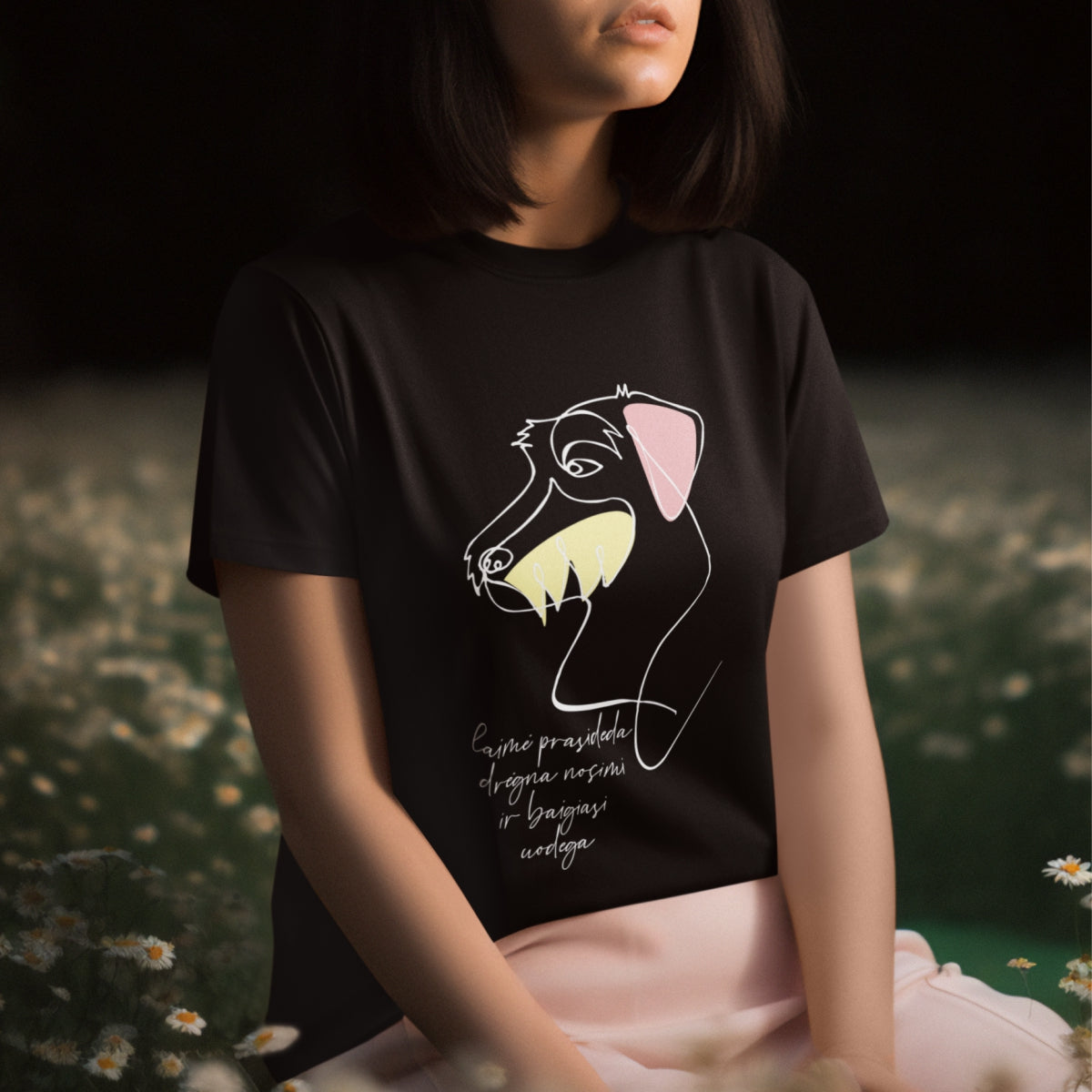 Juodi UNISEX marškinėliai "Laimė"