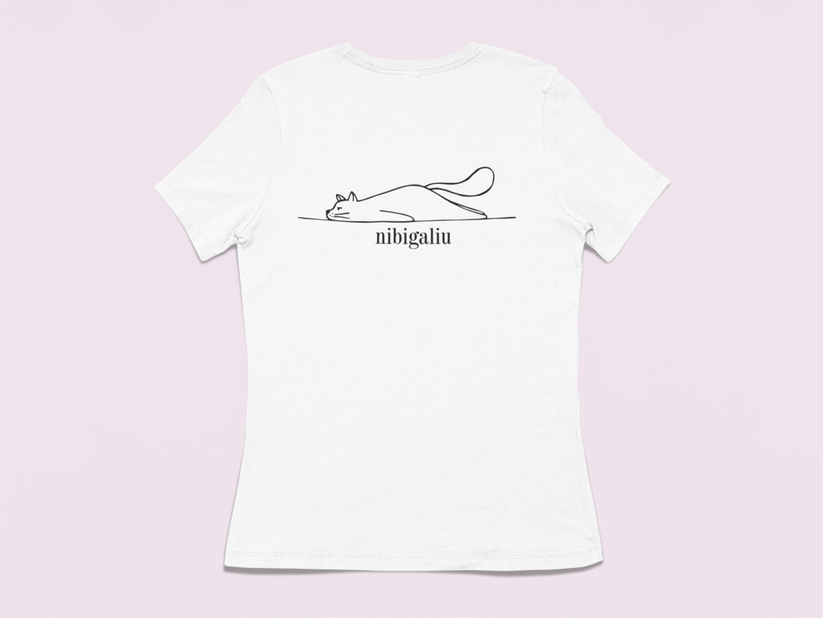 Balti moteriški marškinėliai "Nibigaliu"  Pagaminta prekė (S, 2XL dydis)