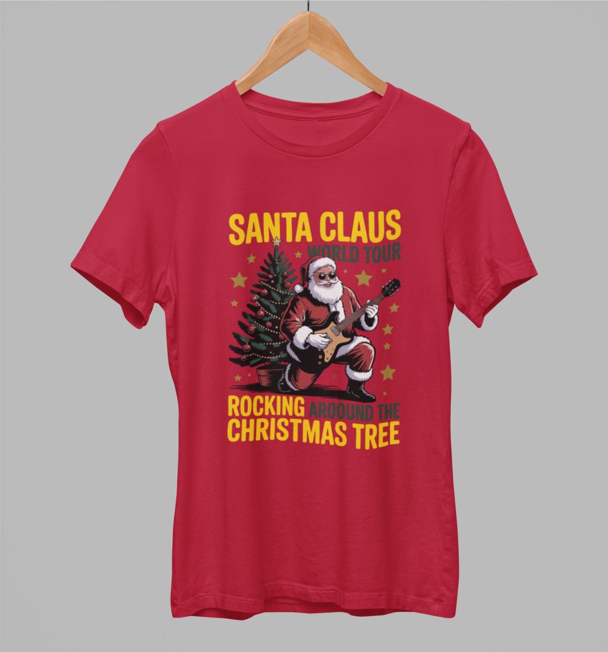 Raudoni kalėdiniai UNISEX marškinėliai "Santa Claus world tour"