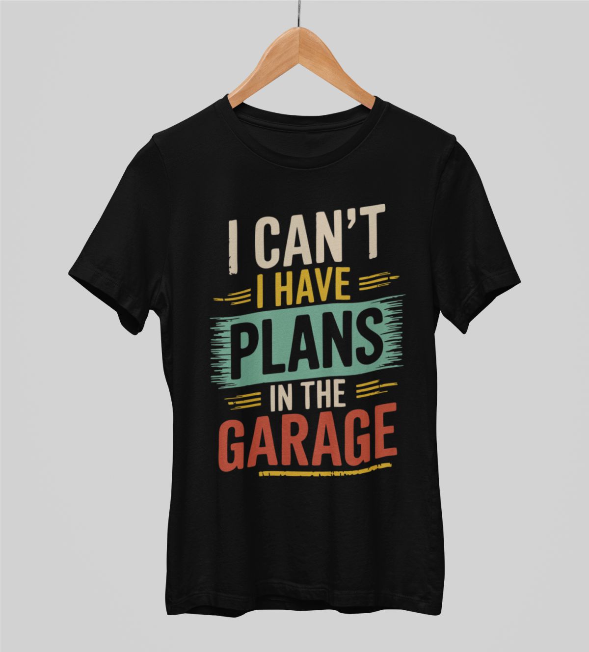Juodi unisex marškinėliai "Plans in the garage"