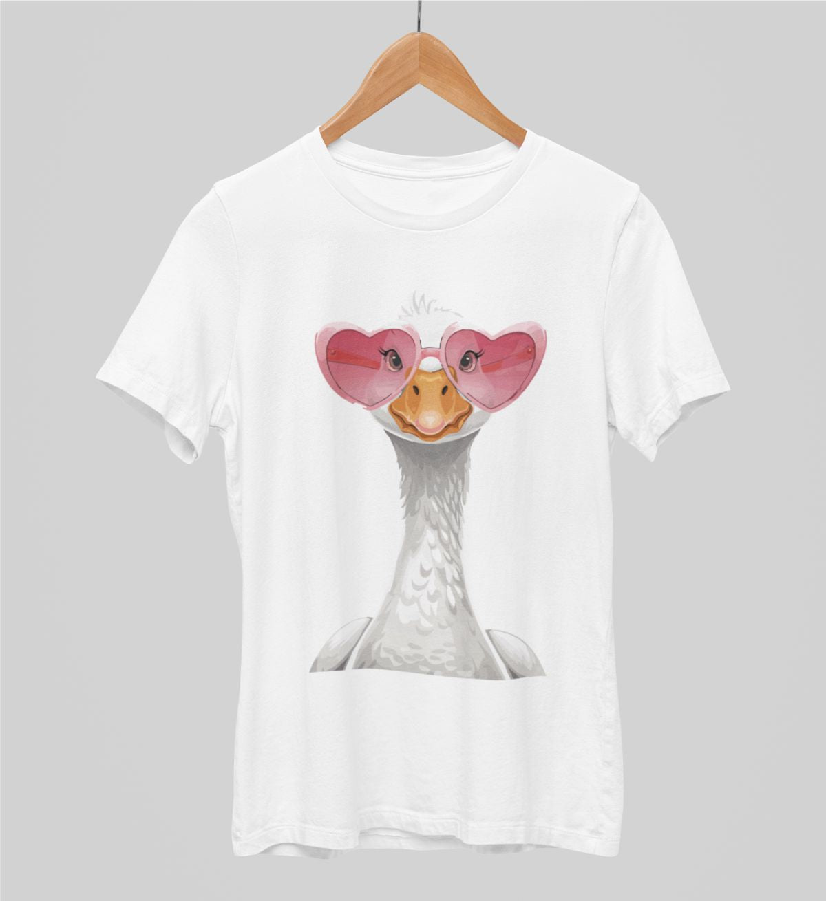 Balti unisex marškinėliai "Žąselė"