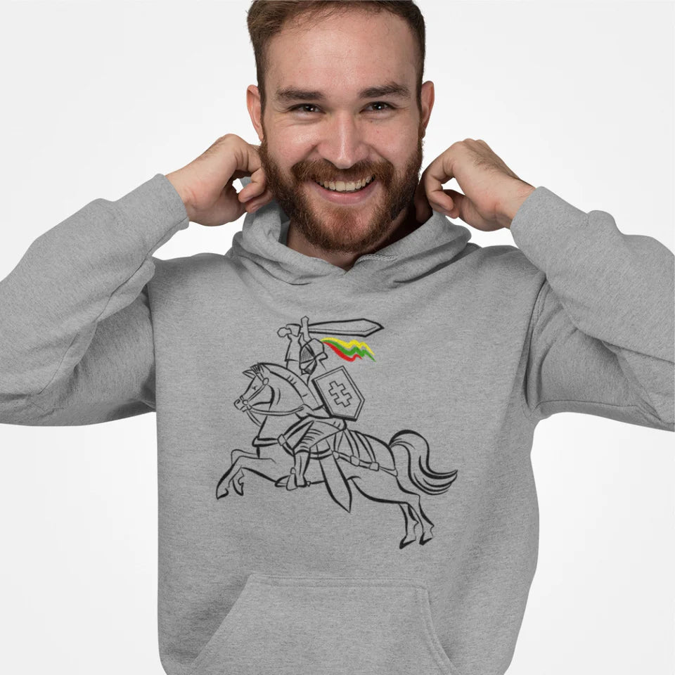 Pilkas džemperis su gobtuvu "Lietuvos Vytis“ (XL dydis). Pagaminta prekė. Greitas išsiuntimas!