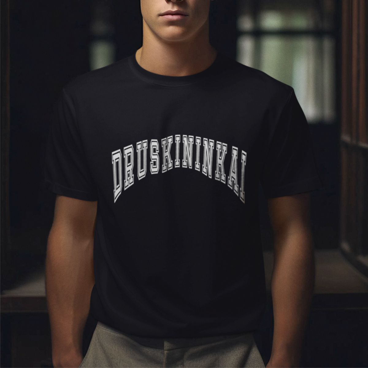 Juodi UNISEX marškinėliai "Druskininkai"