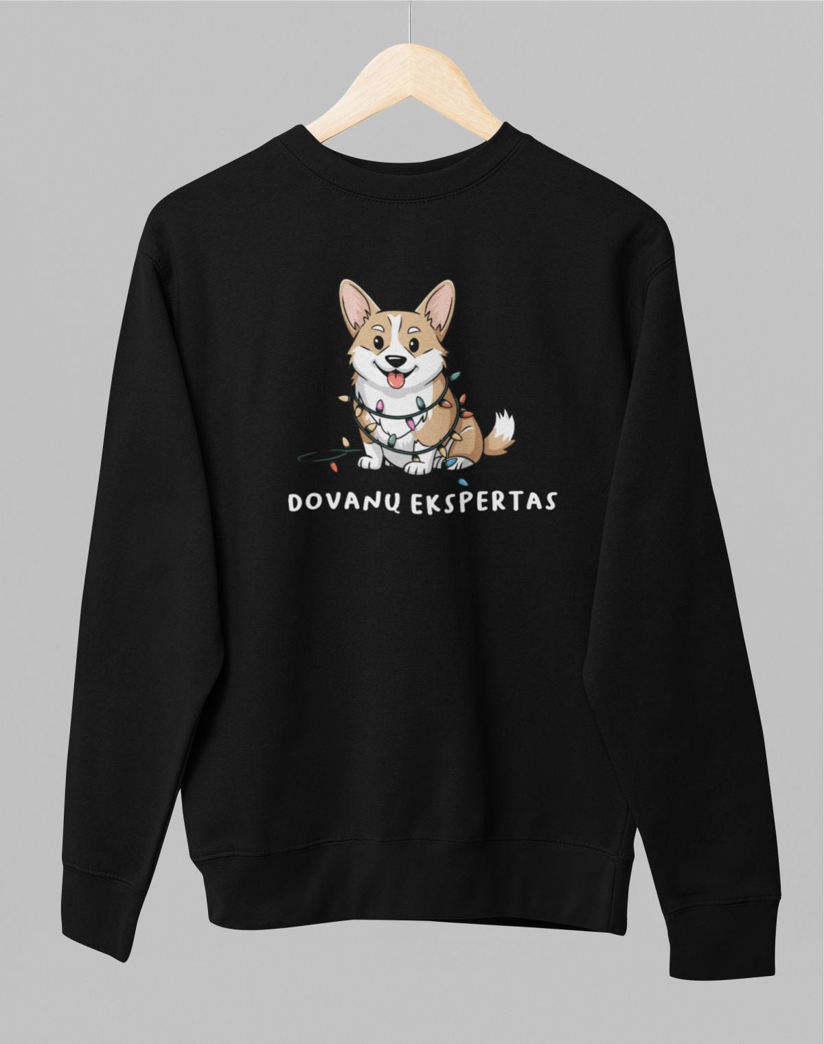 Juodas UNISEX džemperis be gobtuvo "Dovanų ekspertas"