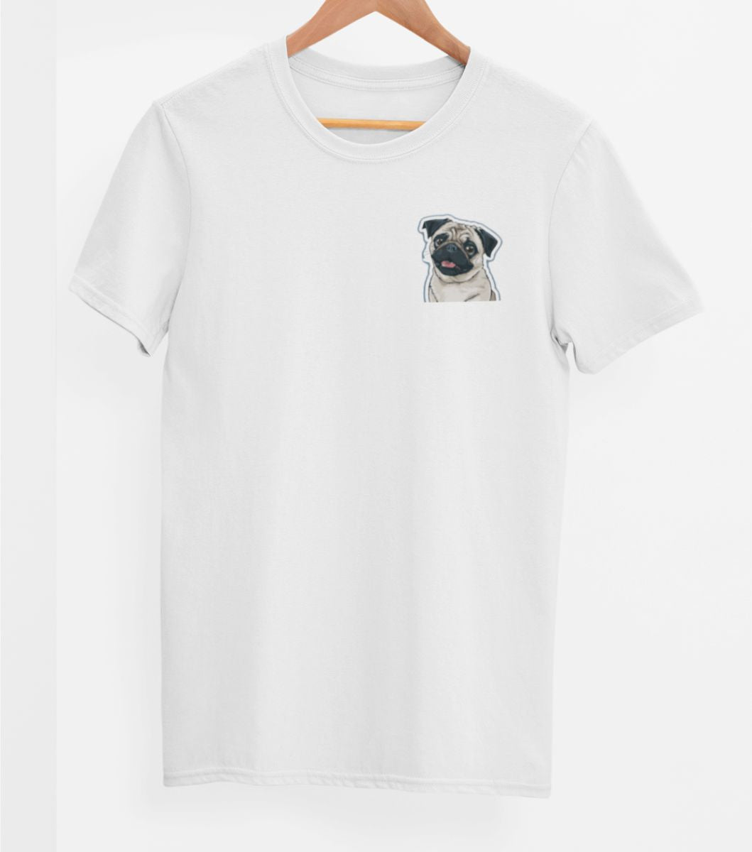 Balti UNISEX marškinėliai "Mopsas"