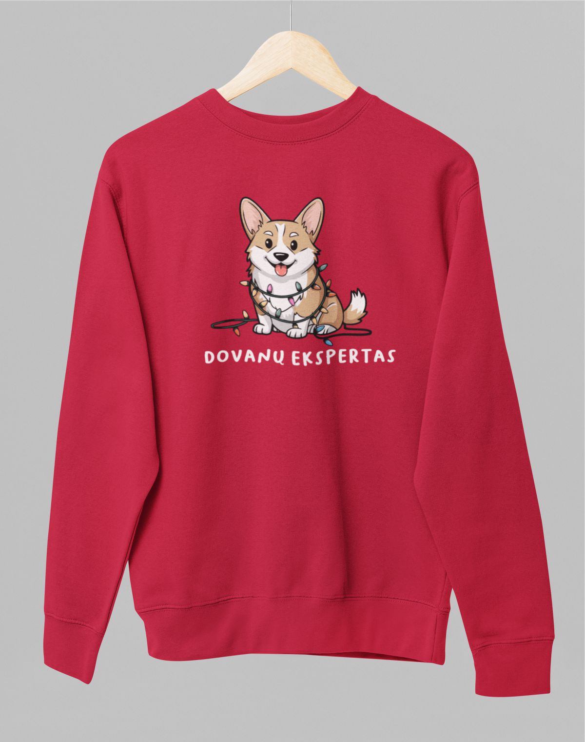 Raudonas UNISEX džemperis be gobtuvo "Dovanų ekspertas"