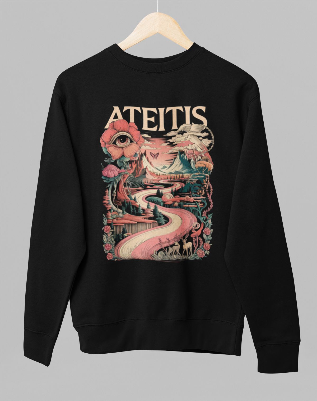 Juodas UNISEX džemperis be kapišono "Ateitis"