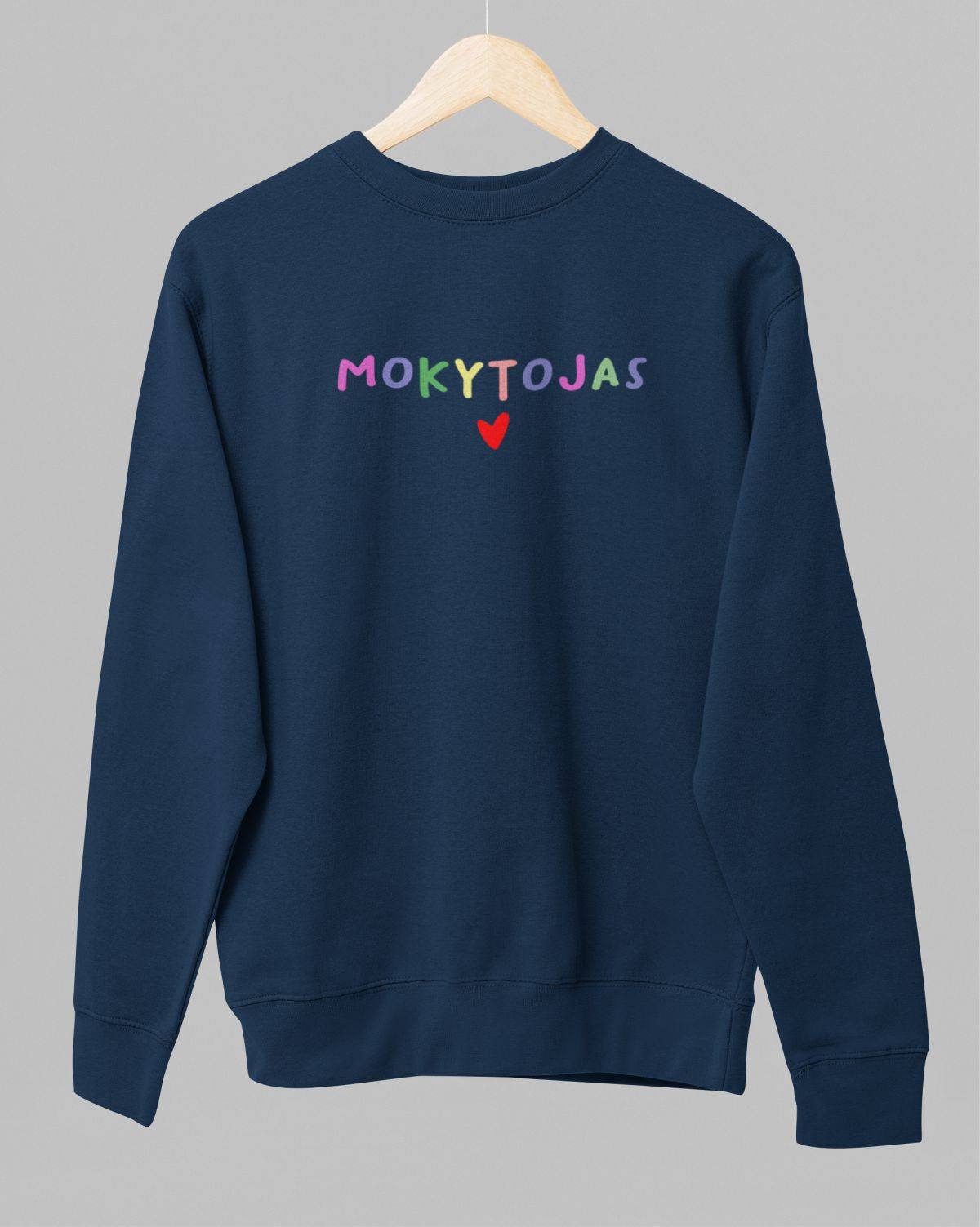 Mėlynas UNISEX džemperis be gobtuvo "Spalvotas mokytojas"