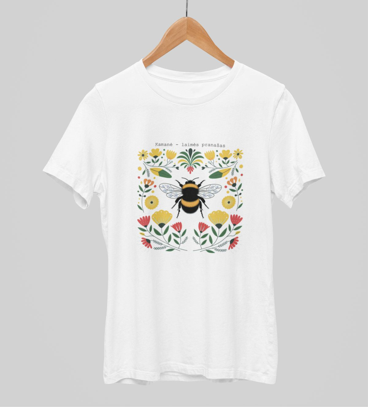 Balti unisex marškinėliai "Kamanė"