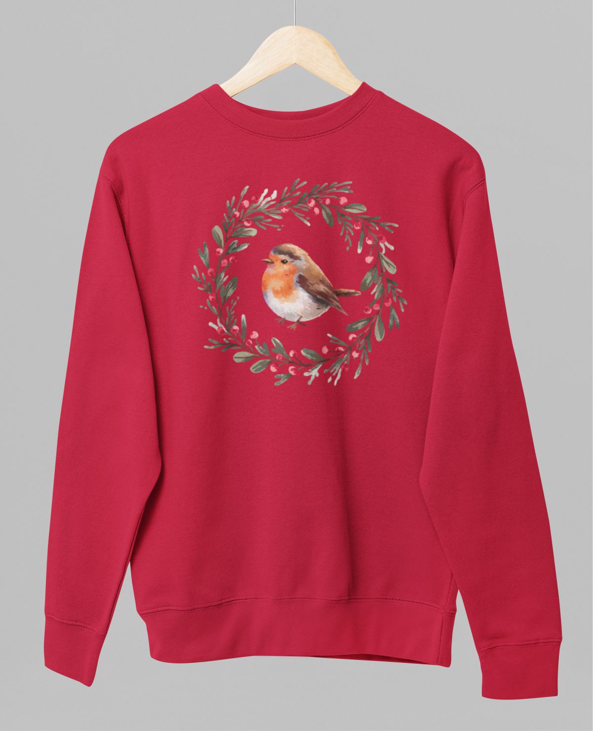 Raudonas UNISEX džemperis be gobtuvo "Kalėdų šiluma"