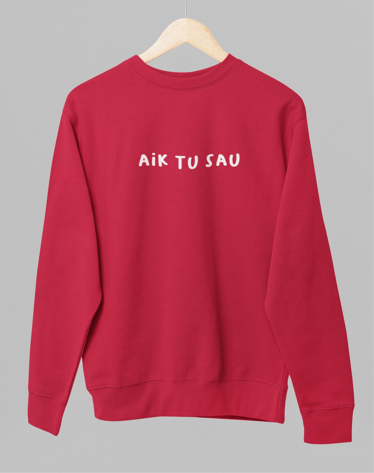 Raudonas UNISEX džemperis be gobtuvo "Aik tu sau"