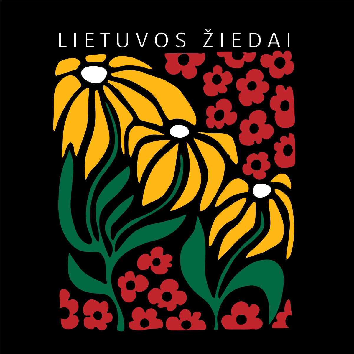 Juodas UNISEX džemperis be gobtuvo "Lietuvos žiedai"