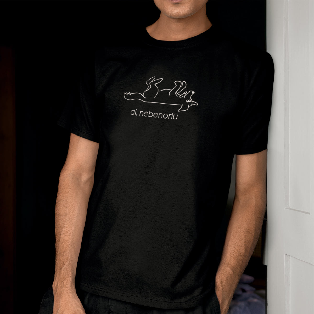 Juodi UNISEX marškinėliai "Ai, nebenoriu"