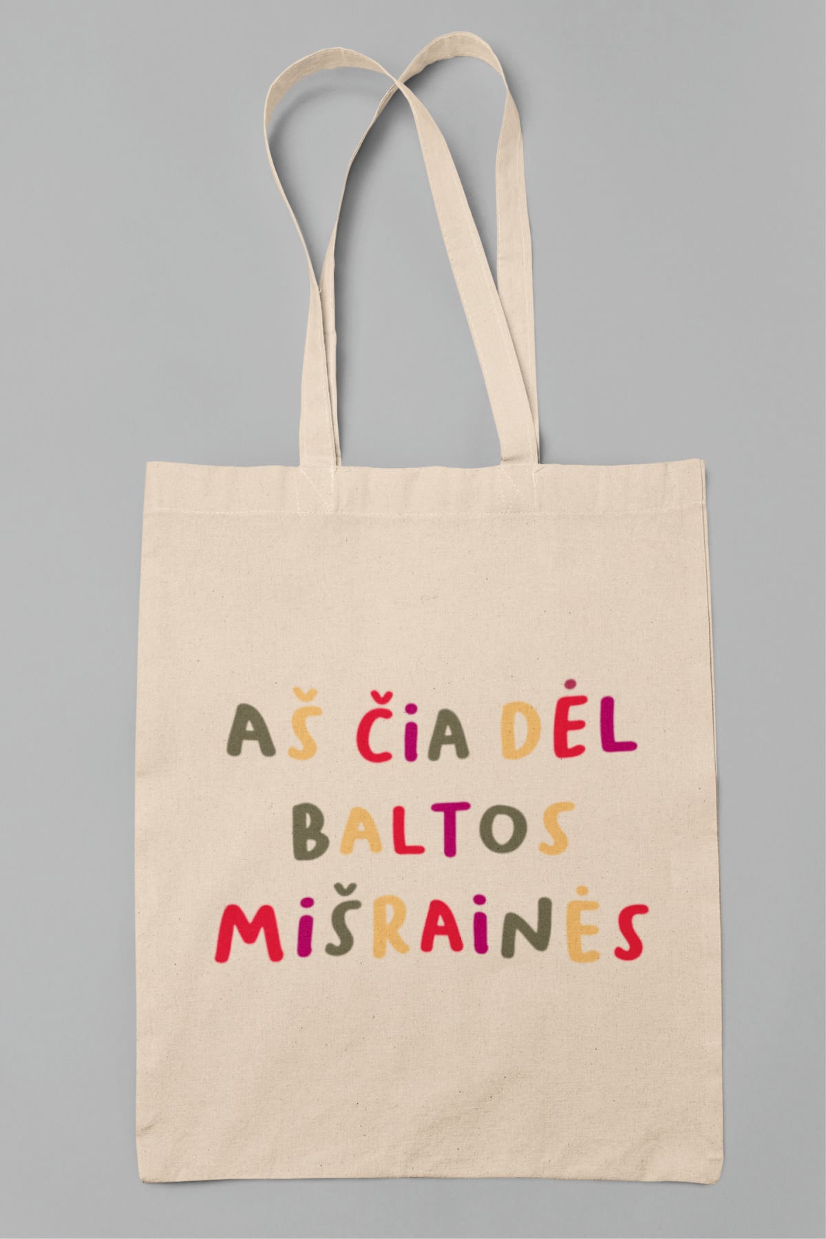 Pirkinių krepšys PREMIUM dvigubu dugnu "Aš čia dėl baltos mišrainės"