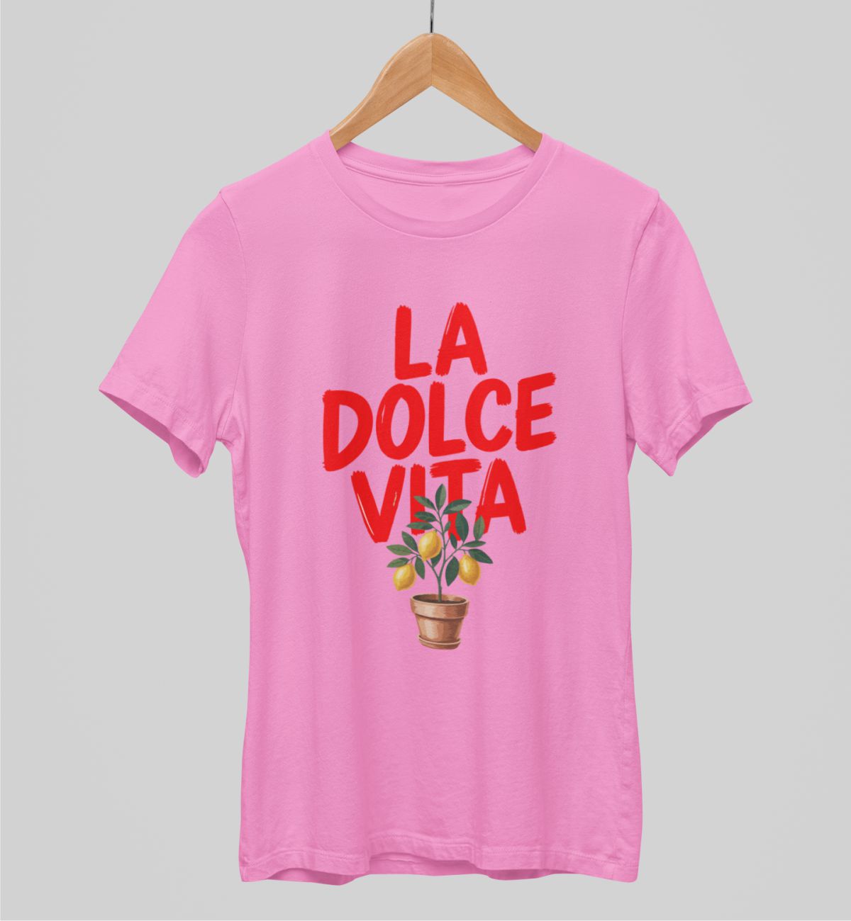 Rožiniai unisex marškinėliai "La dolce vita"