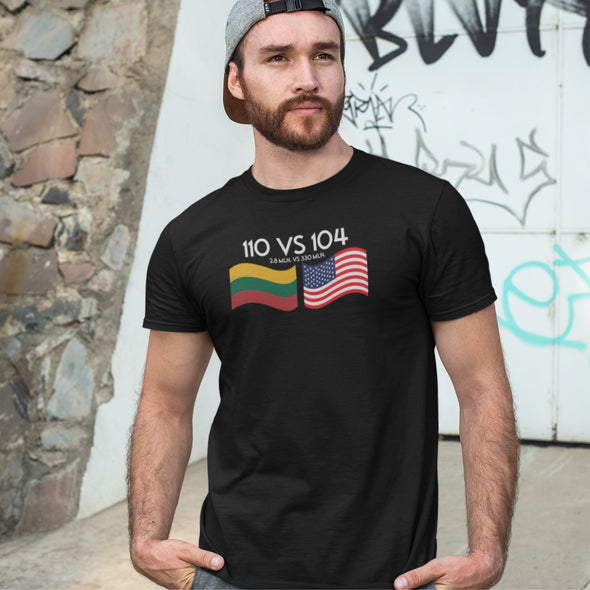 Juodi UNISEX marškinėliai "LT vs JAV"