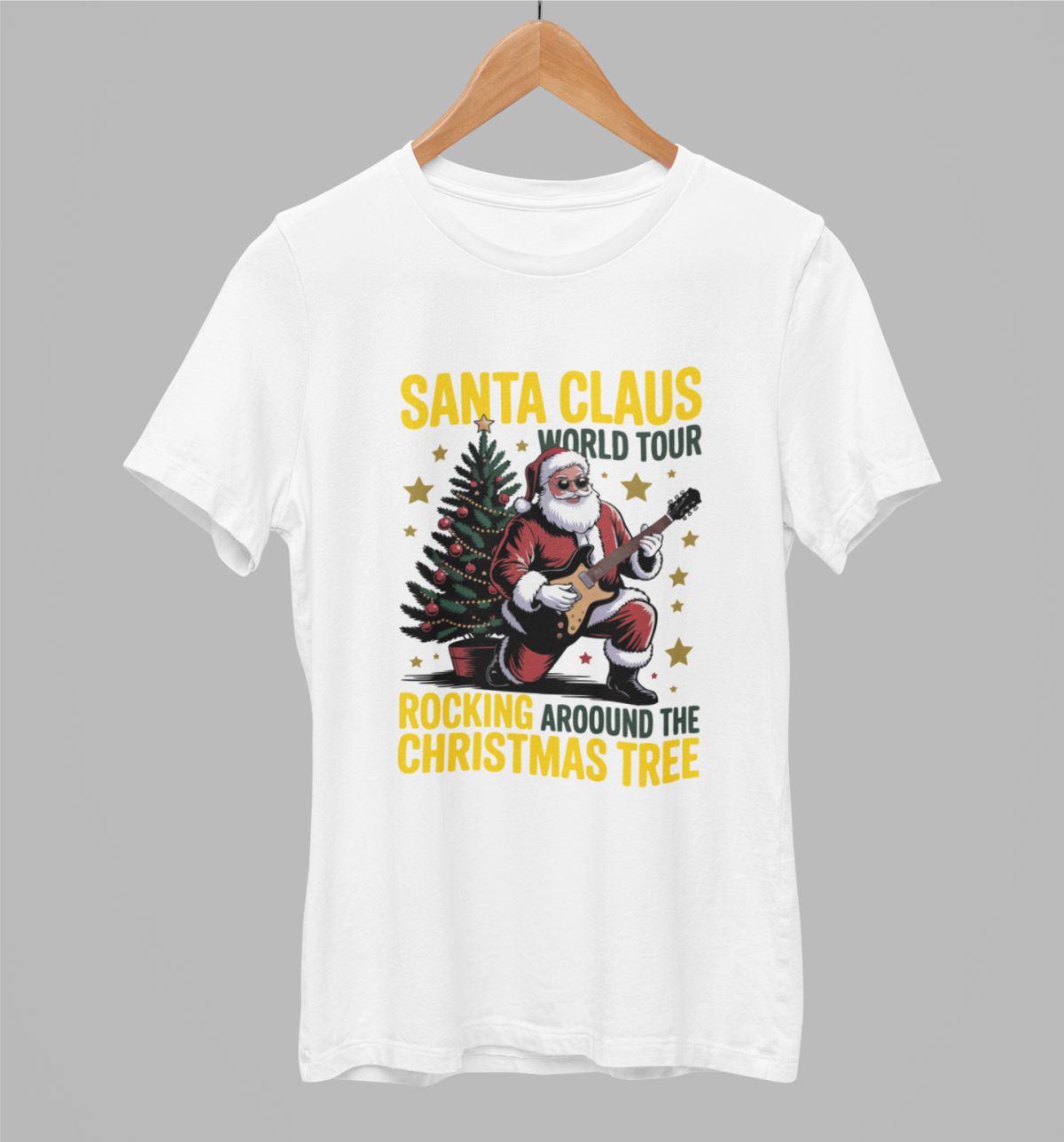 Balti kalėdiniai UNISEX marškinėliai "Santa Claus world tour"