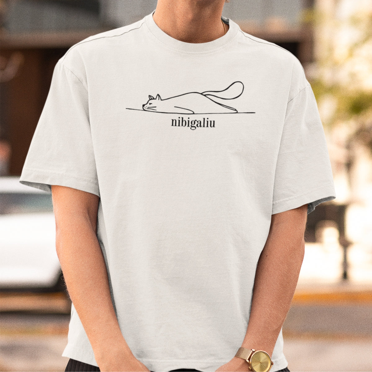 Balti UNISEX marškinėliai "Nibigaliu"  ŠIURPNAČIO PASIŪLYMAS (S, XL dydis)