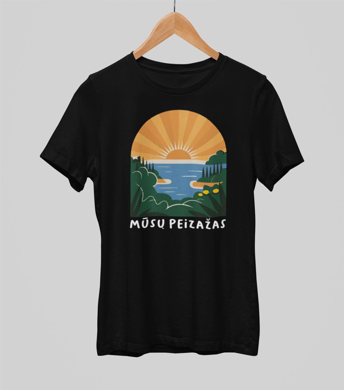 Juodi UNISEX marškinėliai "Mūsų peizažas“