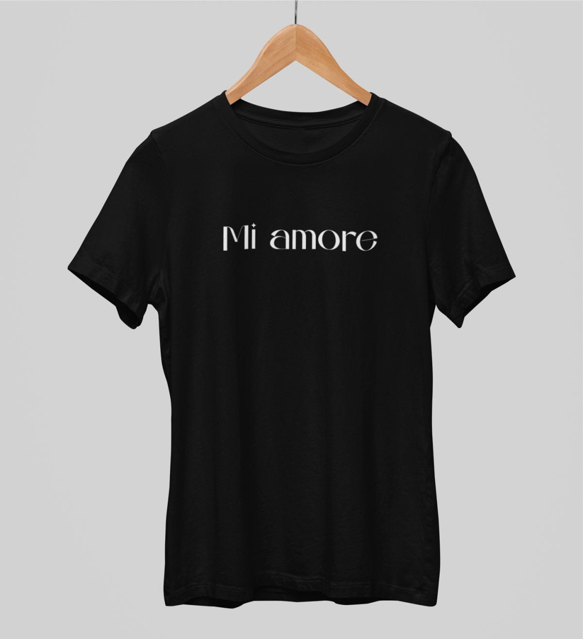 Juodi unisex marškinėliai "Mi amore"