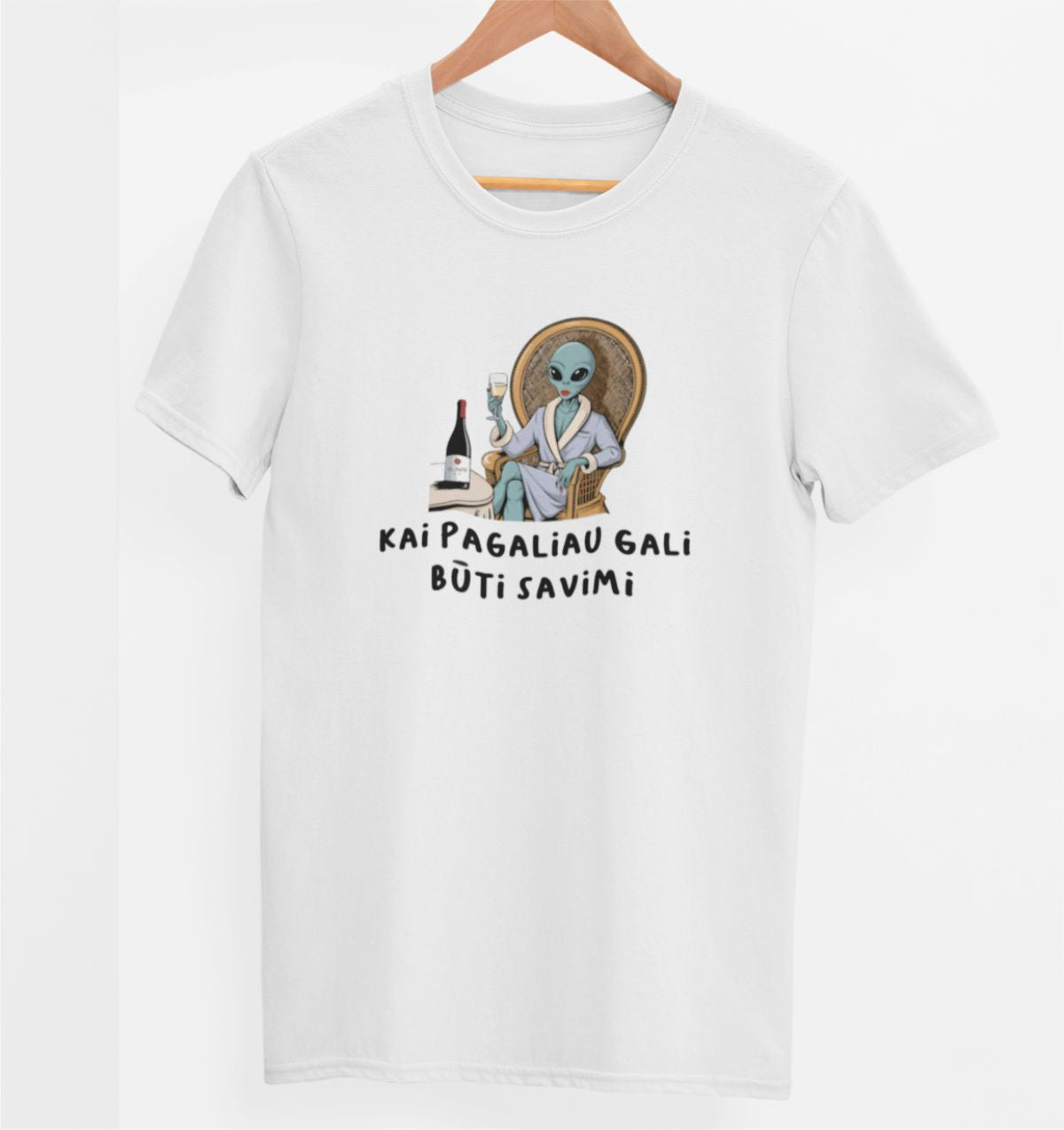 Balti  UNISEX marškinėliai "Kai pagaliau gali būti savimi"